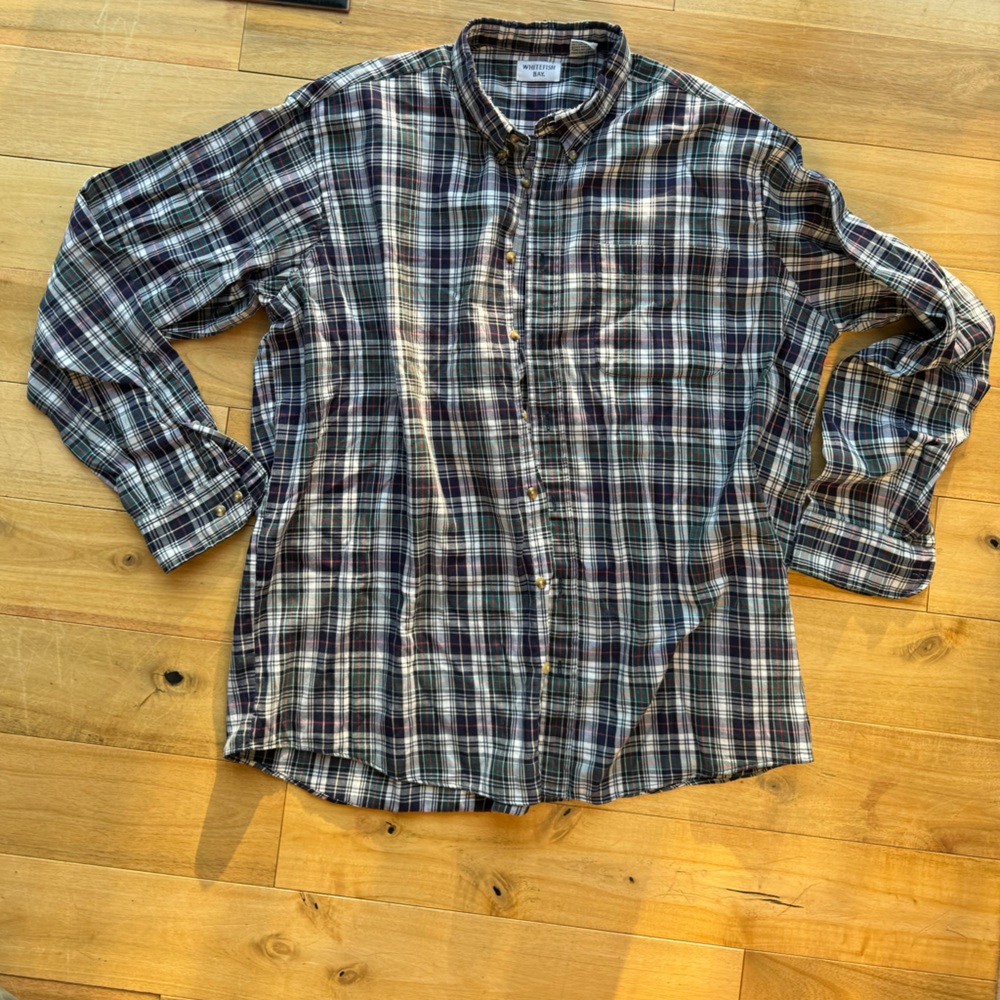 XLT extra large tall,‎ WHITEFISH BAY button up plaid shirt, big and tall